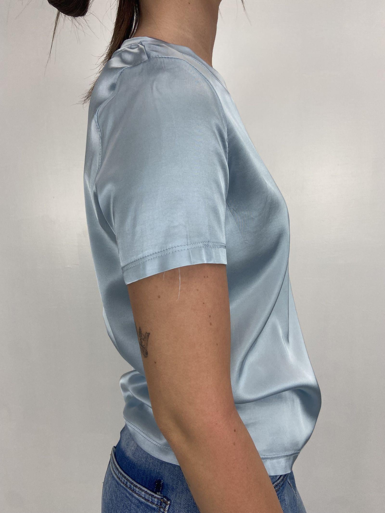 T-shirt lucida girocollo MM203633 AZZURRO OFELIA 