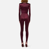 Tuta in lycra lucida con inserti plissè