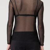 Top maniche lunghe in georgette con strass