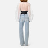 Camicia body in organza con plastron