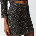 Minigonna in maglia bouclè con paillettes 103964-A21R ZM7 PINKO 