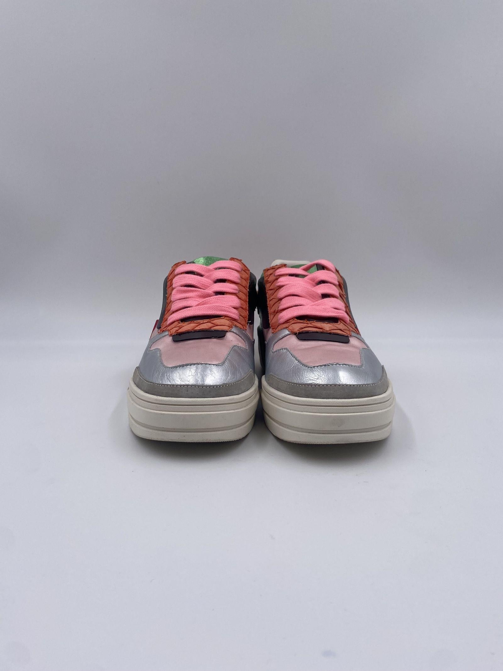 Sneakers argento arancio e verde F066-0203 ROSAVERDE CLJD 