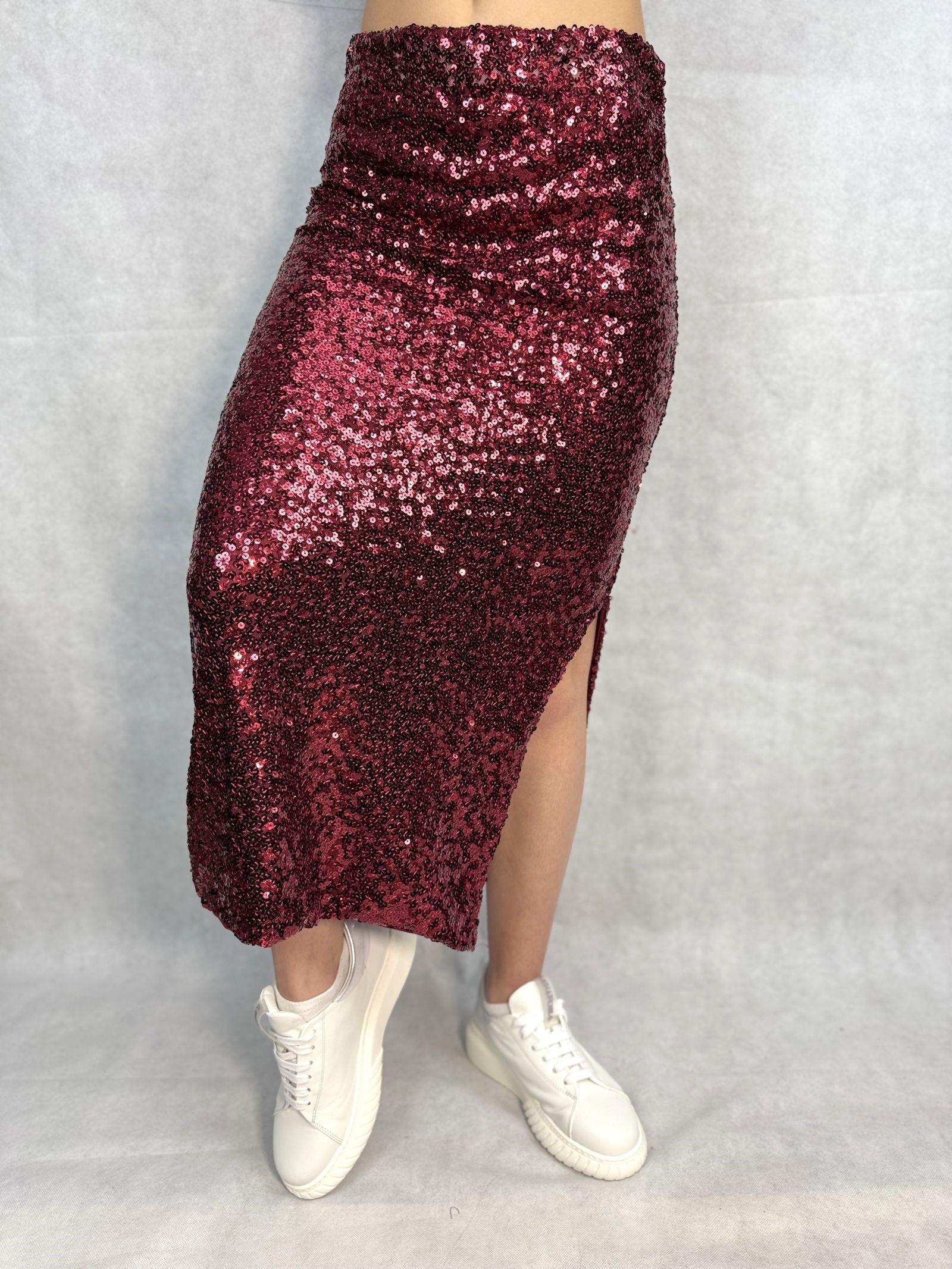 Gonna midi con paillettes MK14E-150 ROSSO OFELIA 