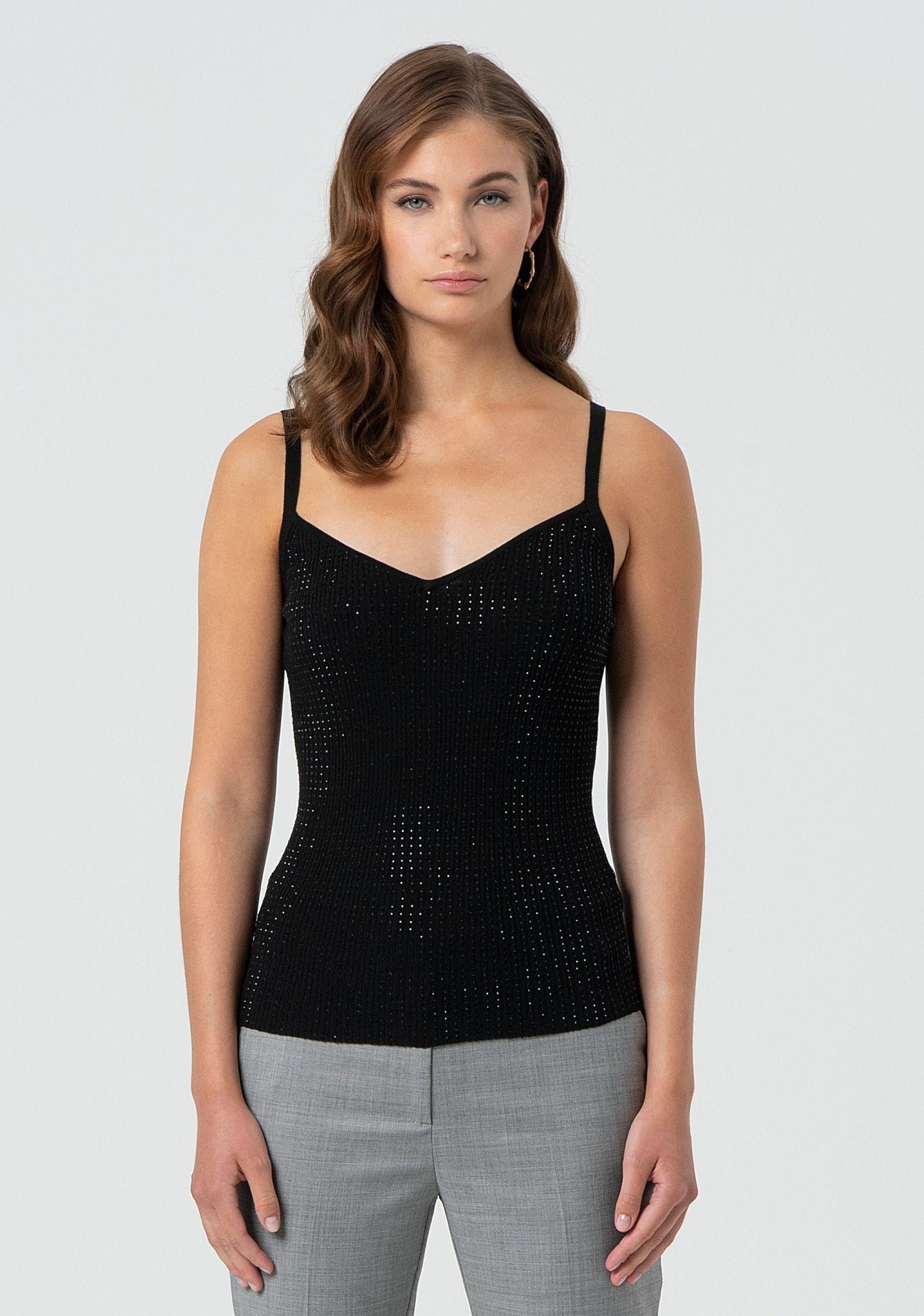 Top a canotta con strass FR25ST4006K410J9 053 FRACOMINA 