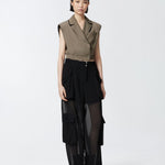 Pantalone cargo in georgette trasparente 104751-A21F Z99 PINKO 