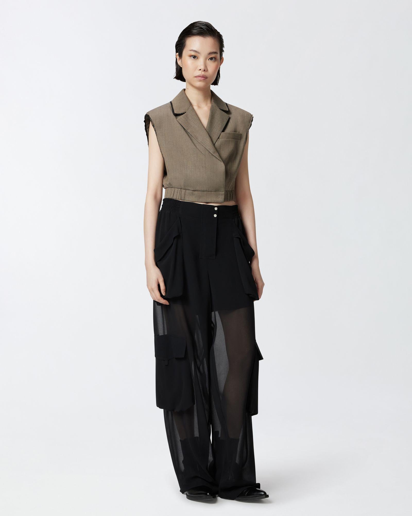 Pantalone cargo in georgette trasparente 104751-A21F Z99 PINKO 