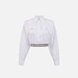 Camicia in popeline con fascione CA06446E2 100 ELISABETTA FRANCHI 