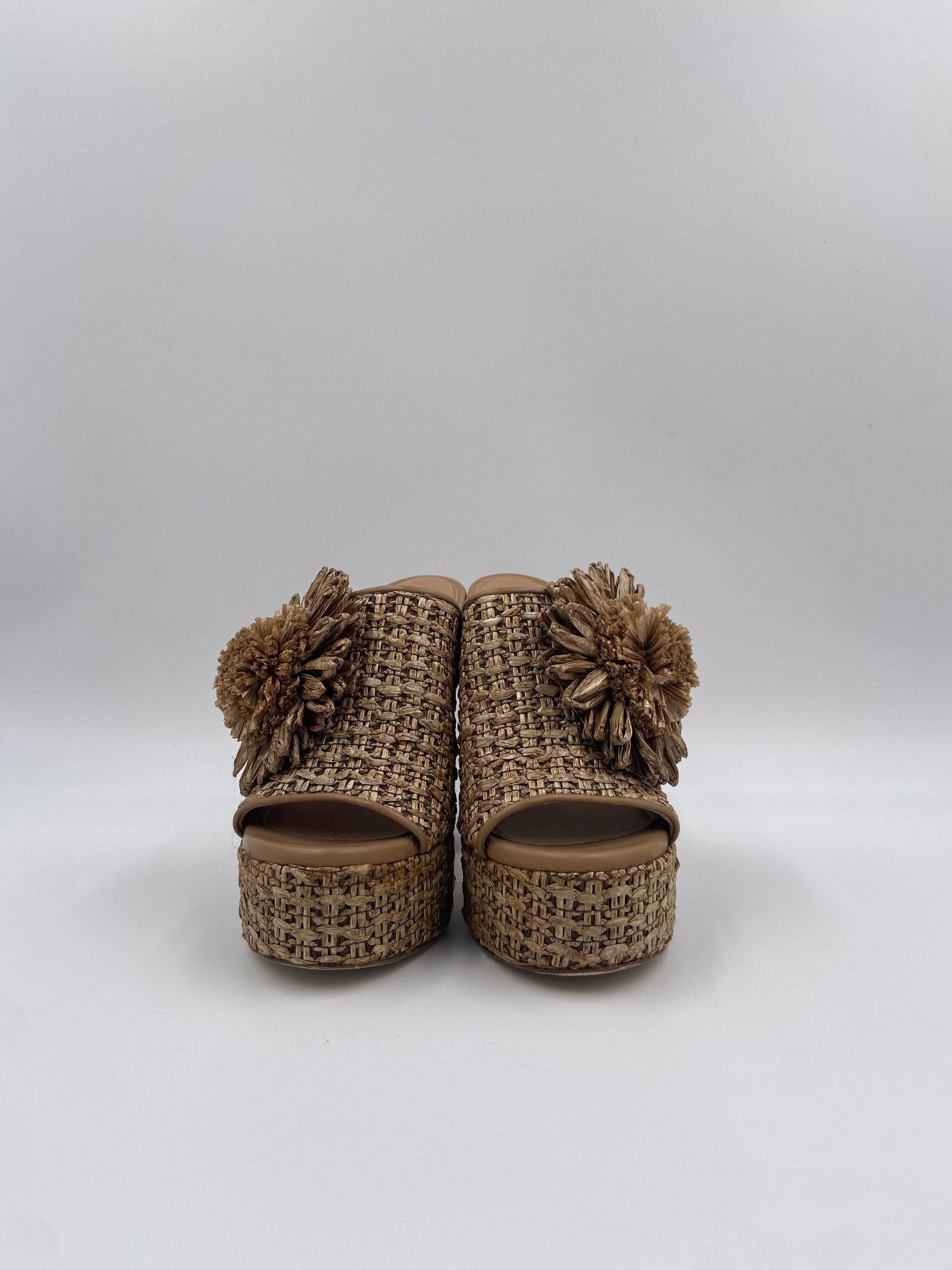 Sabot aperto in rafia con fiore 2588 BEIGE OFELIA 