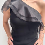 Abito monospalla con balze - Elisabetta Franchi AB76711E2 110 ELISABETTA FRANCHI 