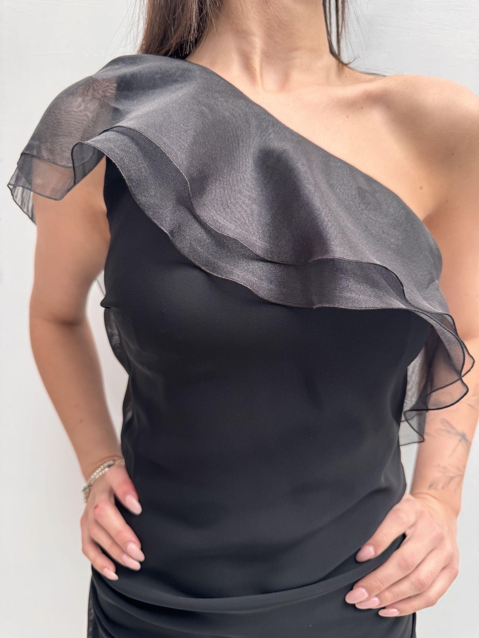 Abito monospalla con balze - Elisabetta Franchi AB76711E2 110 ELISABETTA FRANCHI 