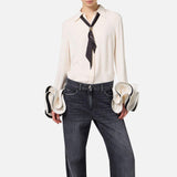Camicia in goergette con rouches e foulard CAT9647E2 E84 ELISABETTA FRANCHI 