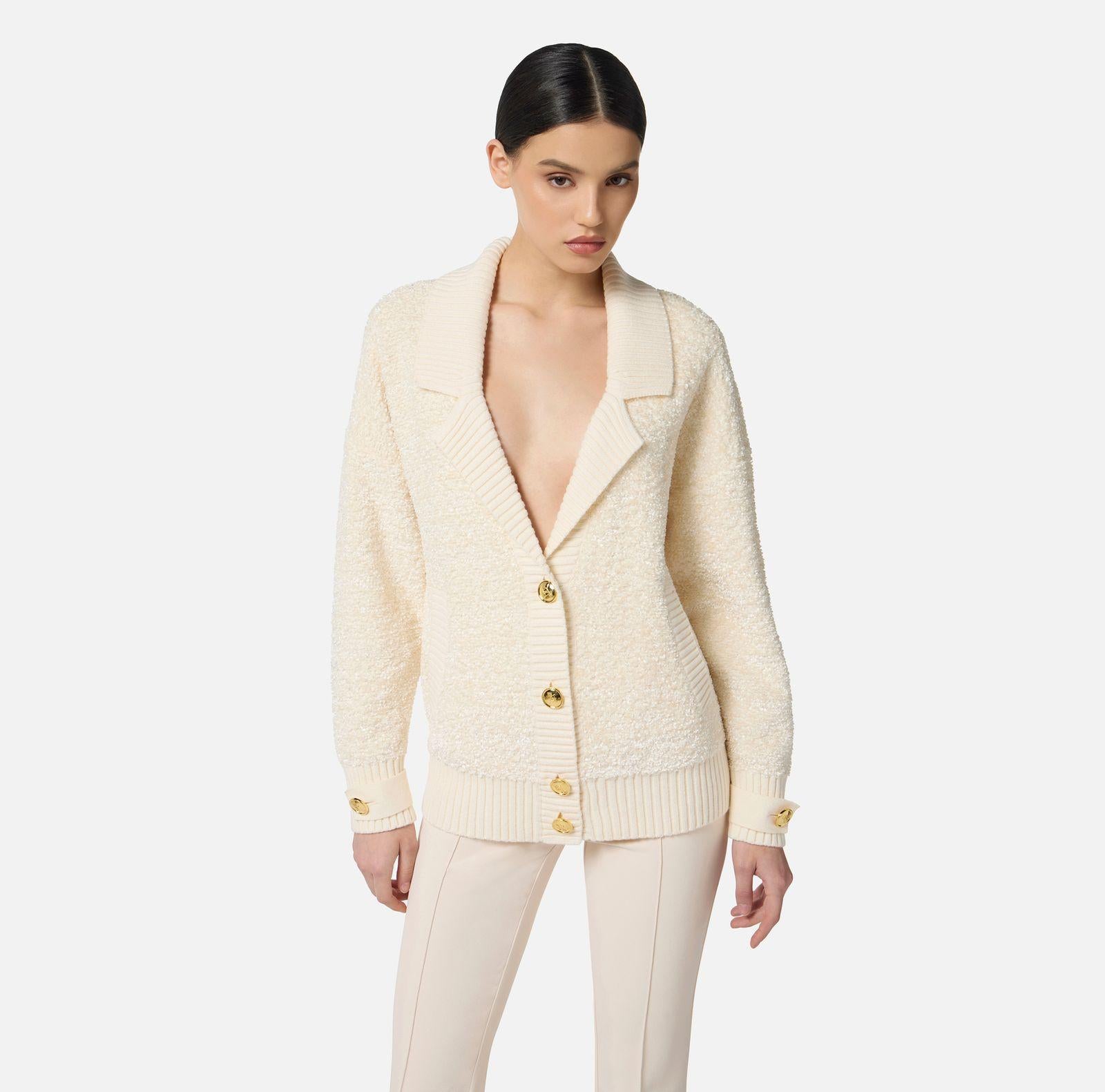 Cardigan in ciniglia bouclè MK44S57E2 DZ9 ELISABETTA FRANCHI 