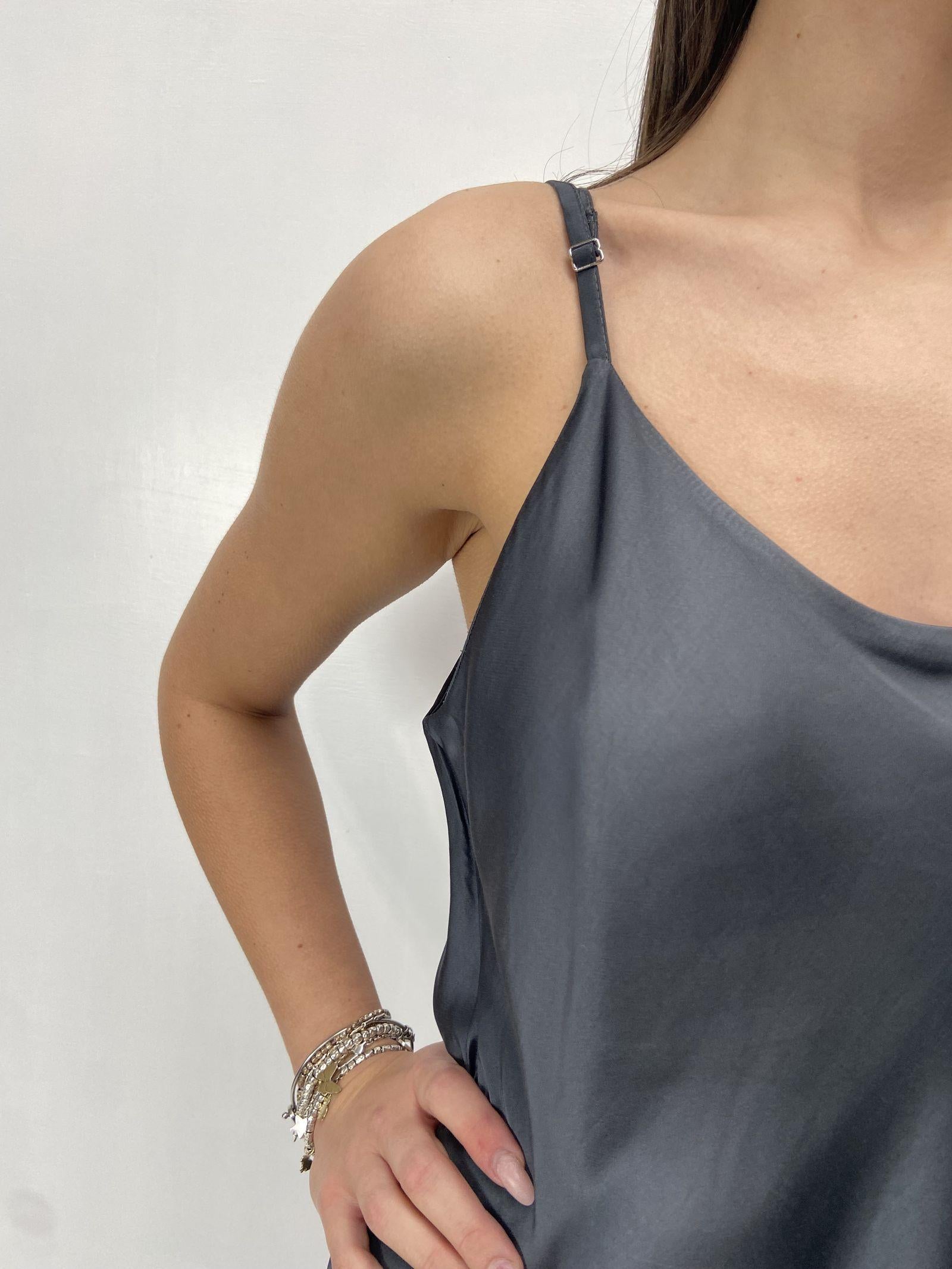 Abito lungo in raso D160 GRIGIO OFELIA 