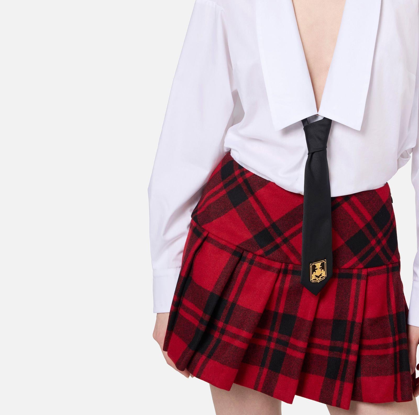 Abito a camicia in popeline e gonna in tartan - Elisabetta Franchi AB76147E1 DB6 ELISABETTA FRANCHI 