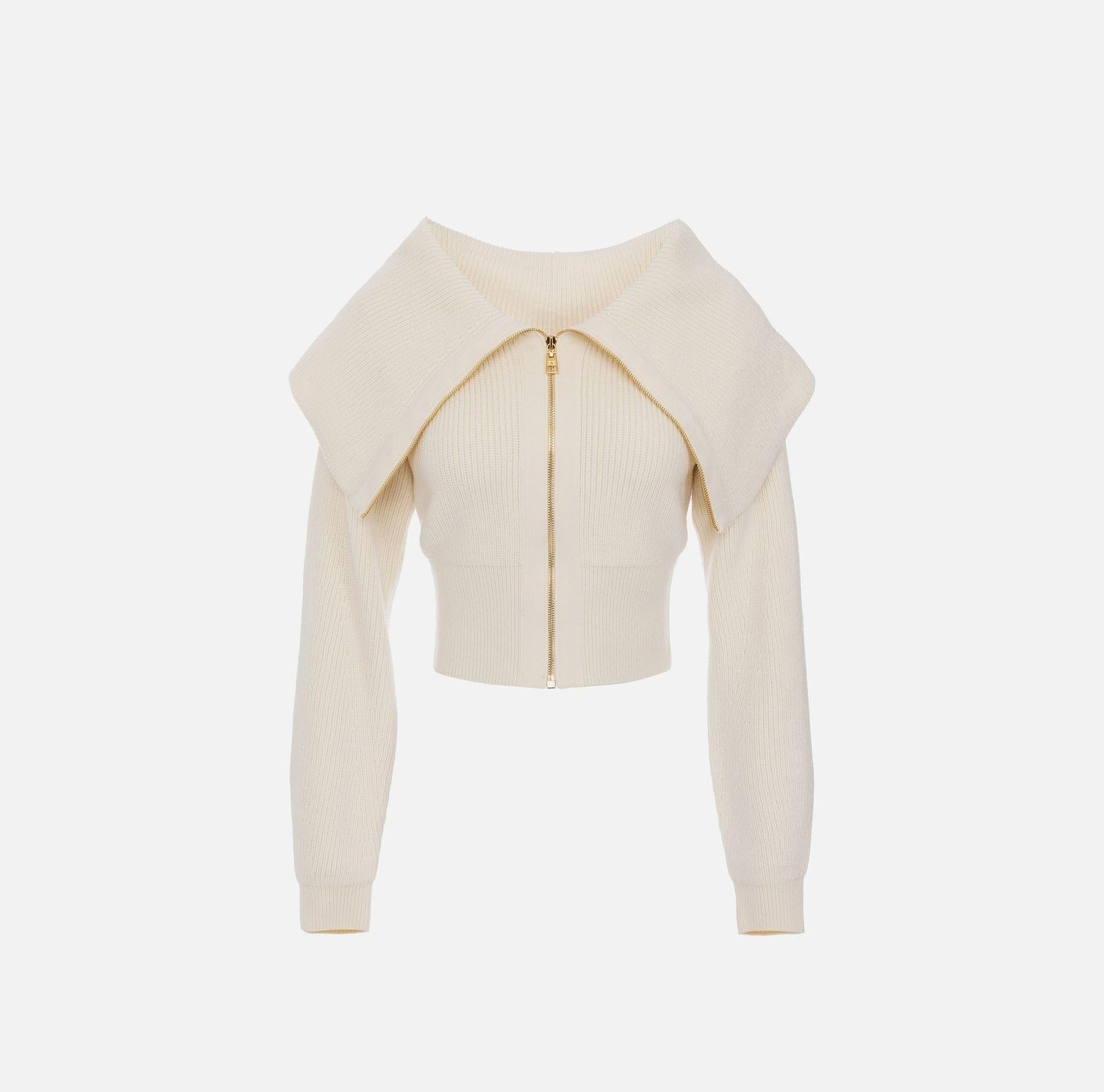 Cardigan con zip - Elisabetta Franchi MK04S56E2 DZ9 ELISABETTA FRANCHI 