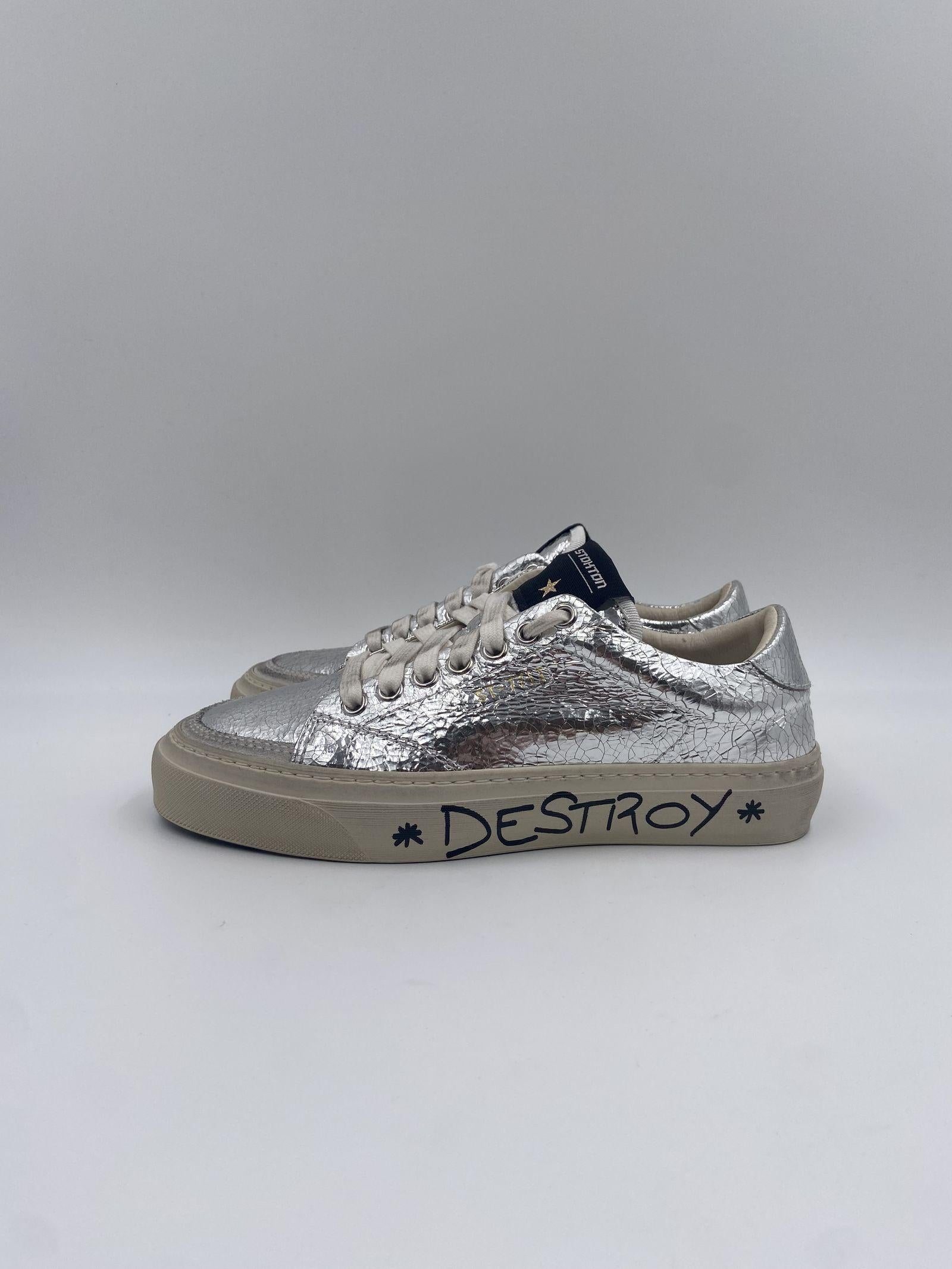 Sneakers Destroy effetto crack - Stockton DESTROY-D ARGENTO STOCKTON 