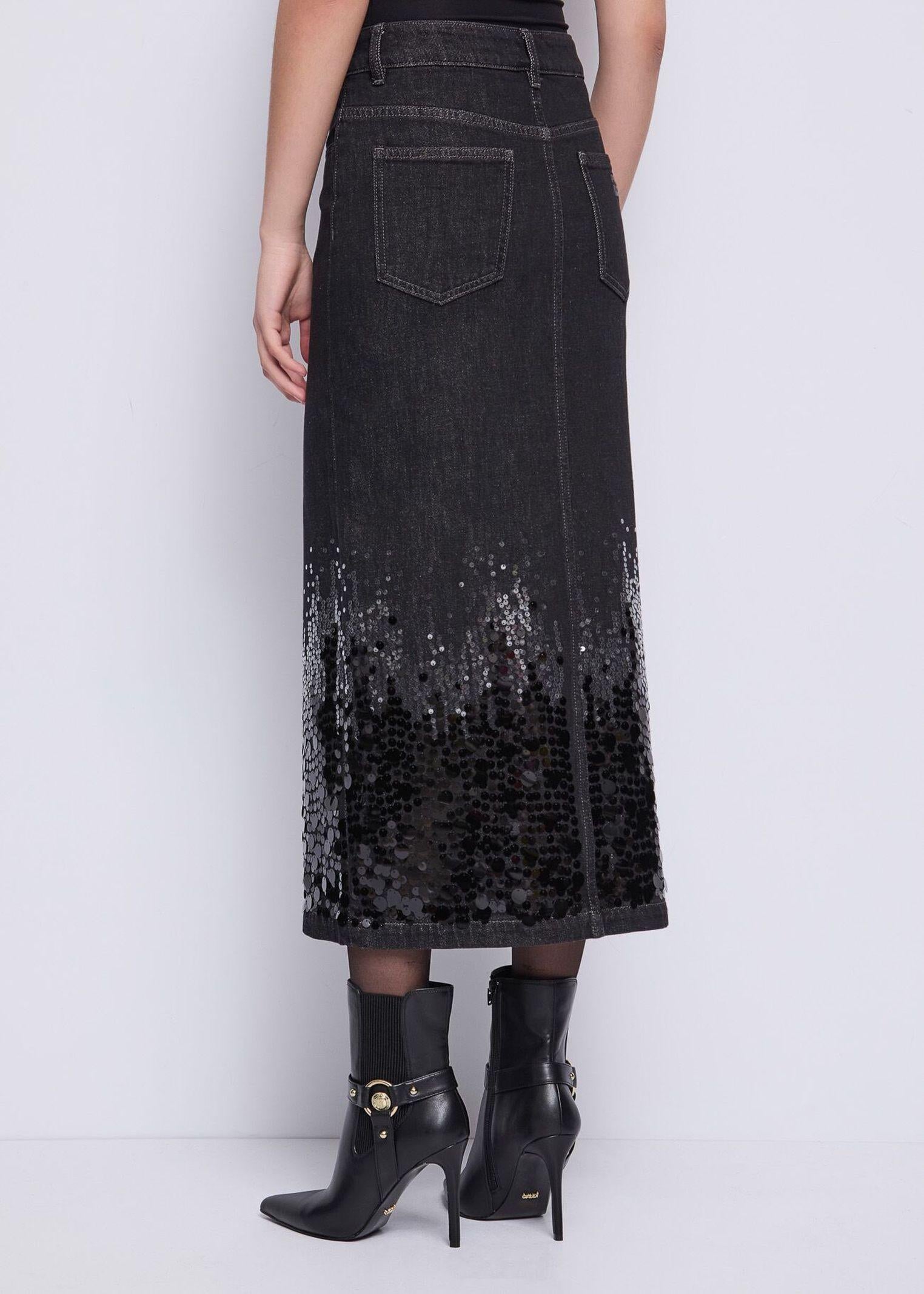 Gonna lunga denim con strass 521FD76001 00 GAUDI' 