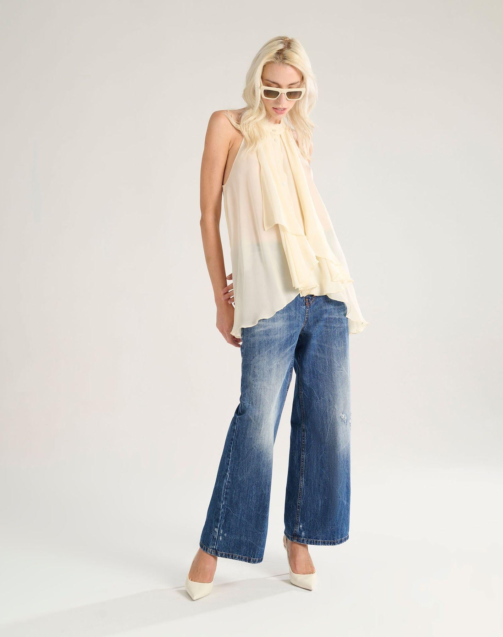 Camicia con rouches C020VU MA332 MANILA GRACE 