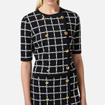 Maglia cardigan in jacquard logo - Elisabetta Franchi MK60B51E2 E84 ELISABETTA FRANCHI 