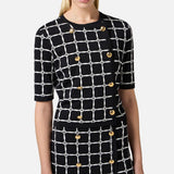 Maglia cardigan in jacquard logo - Elisabetta Franchi MK60B51E2 E84 ELISABETTA FRANCHI 