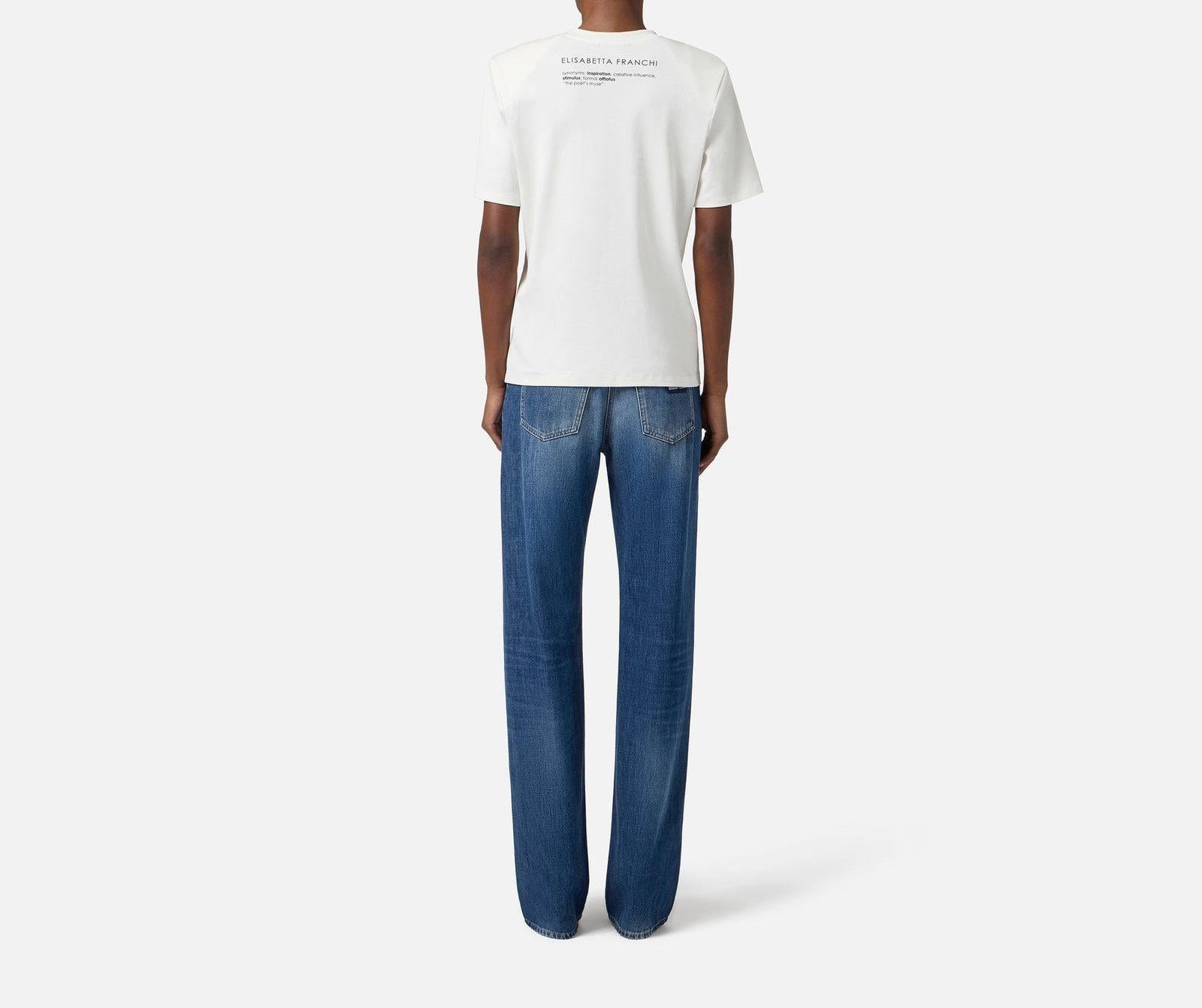 Jeans palazzo con logo - Elisabetta Franchi PJ09I56E2 104 ELISABETTA FRANCHI 