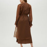 Trench lungo in organza con cintura