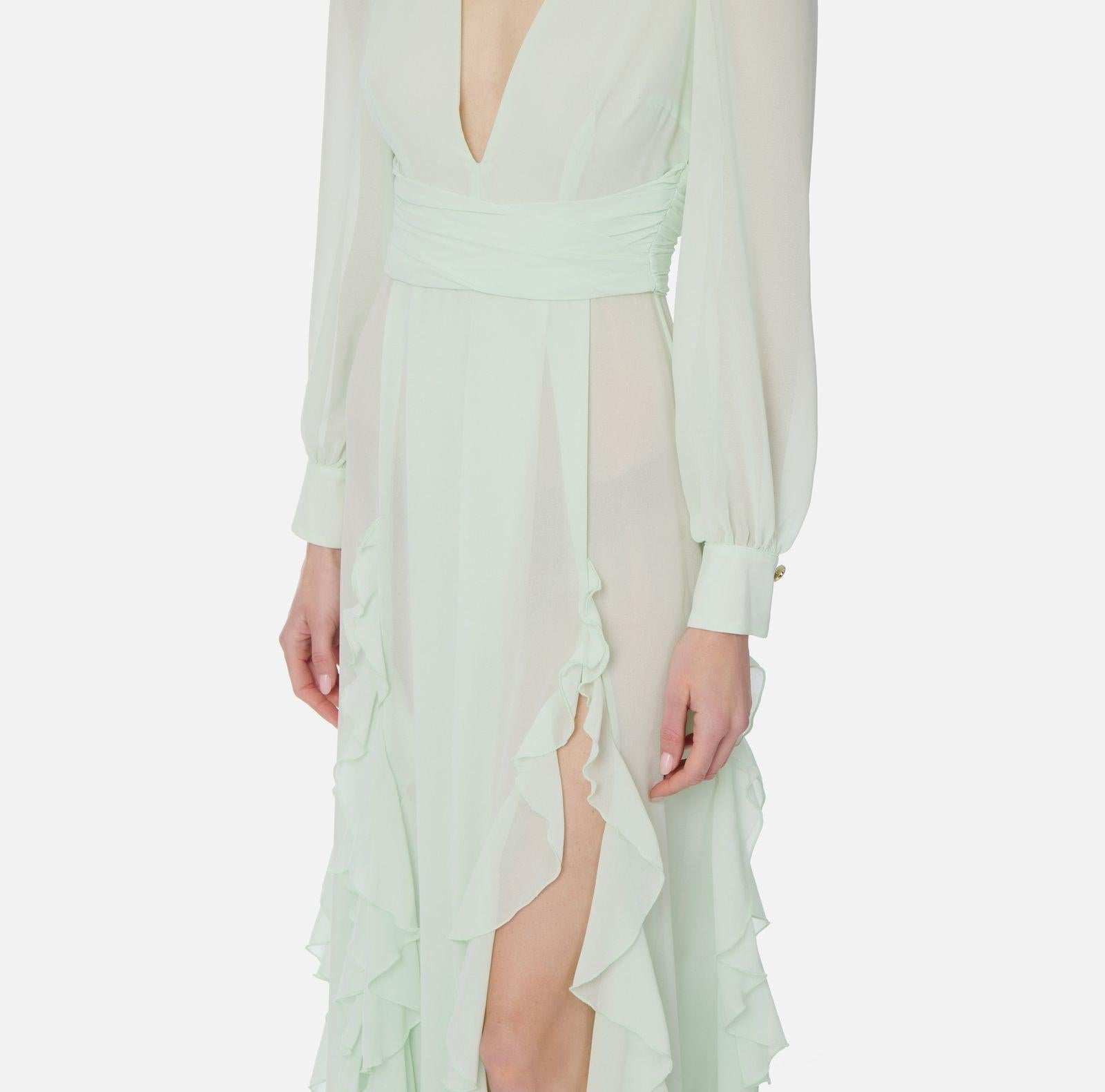 Abito lungo in georgette - Elisabetta Franchi ABRT252E2 124 ELISABETTA FRANCHI 