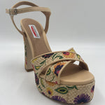 Sabot in fibra naturale motivo fiori 2594 BEIGE SPAZIO MODA 