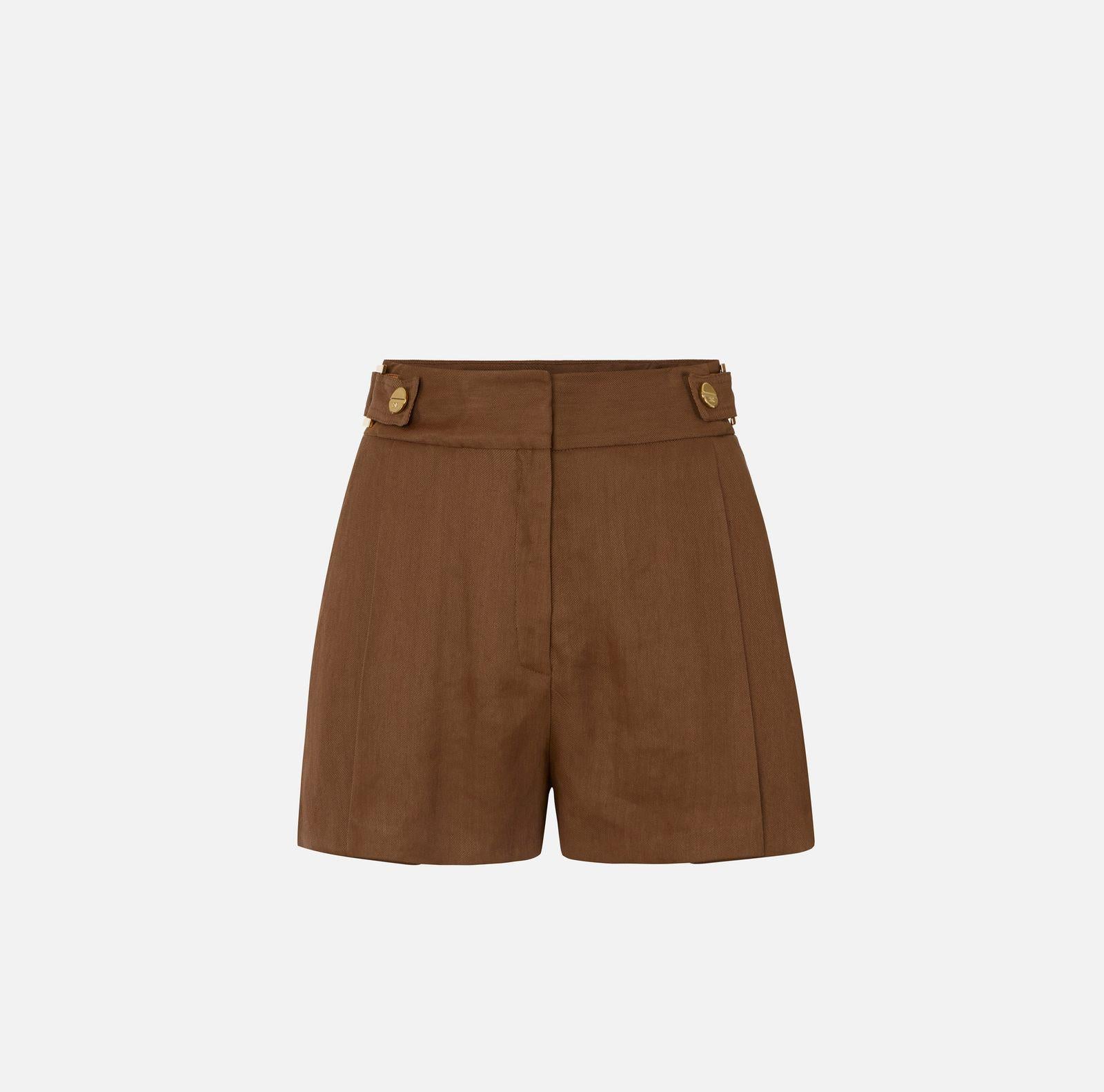 Shorts in lino con cinturini - Elisabetta Franchi SH01162E2 600 ELISABETTA FRANCHI 