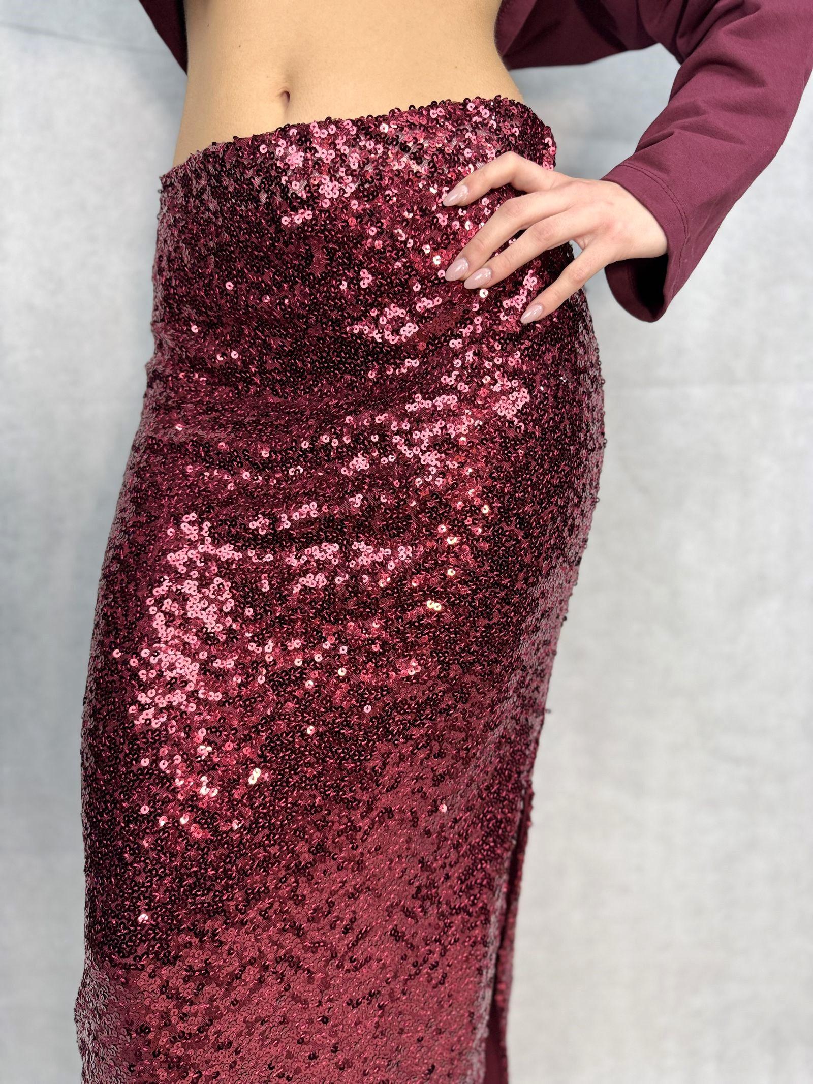 Gonna midi con paillettes MK14E-150 ROSSO OFELIA 