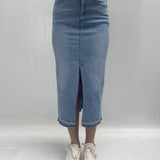 Gonna in denim con spacco davanti