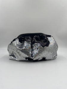 Borsa hobo paillettes argento nero - Ofelia