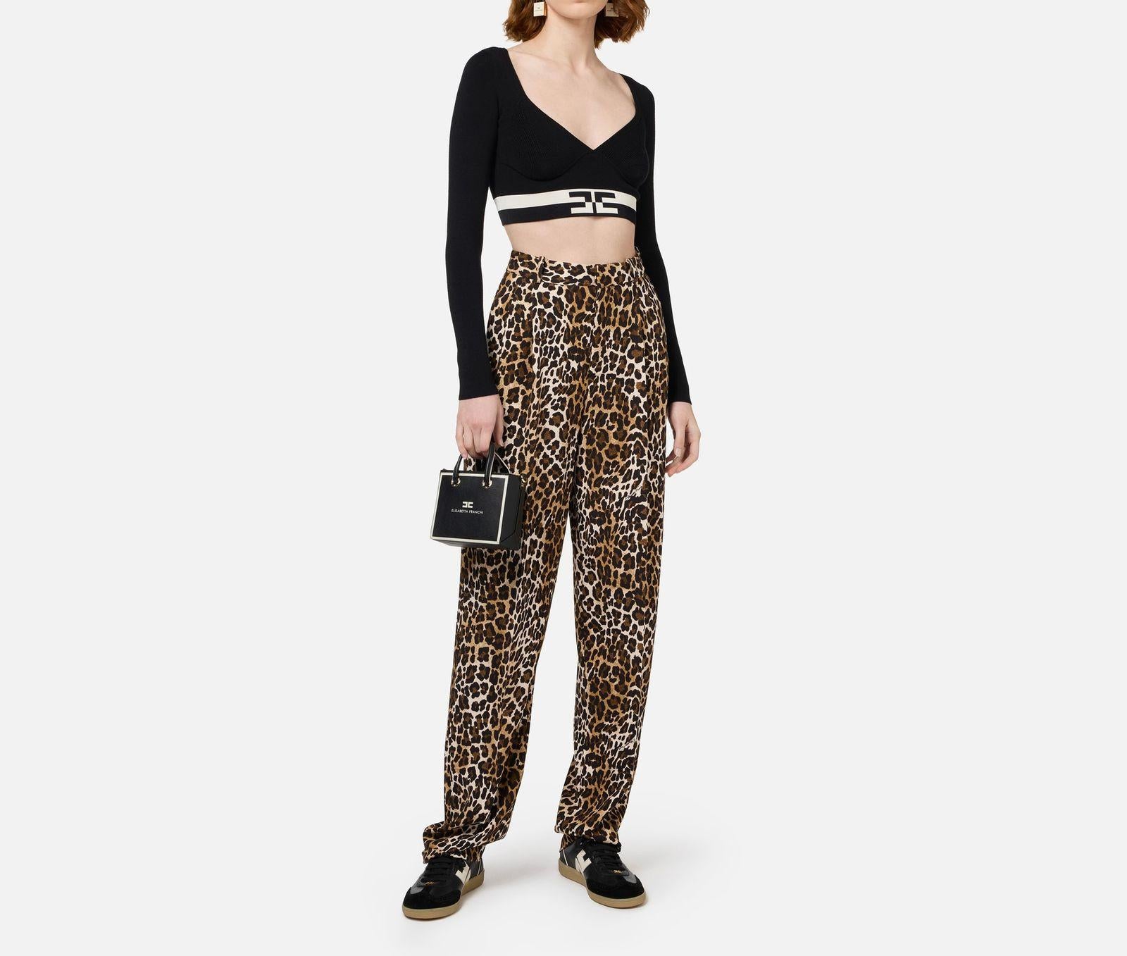 Maglia cropped con bande logo MK55S46E2 685 ELISABETTA FRANCHI 