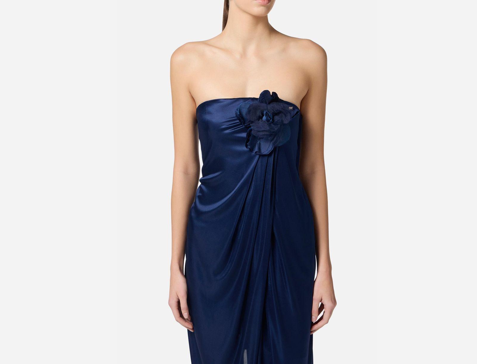 Abito Red Carpet con fiore ricamato - Elisabetta Franchi ABR3752E2 DC8 ELISABETTA FRANCHI 