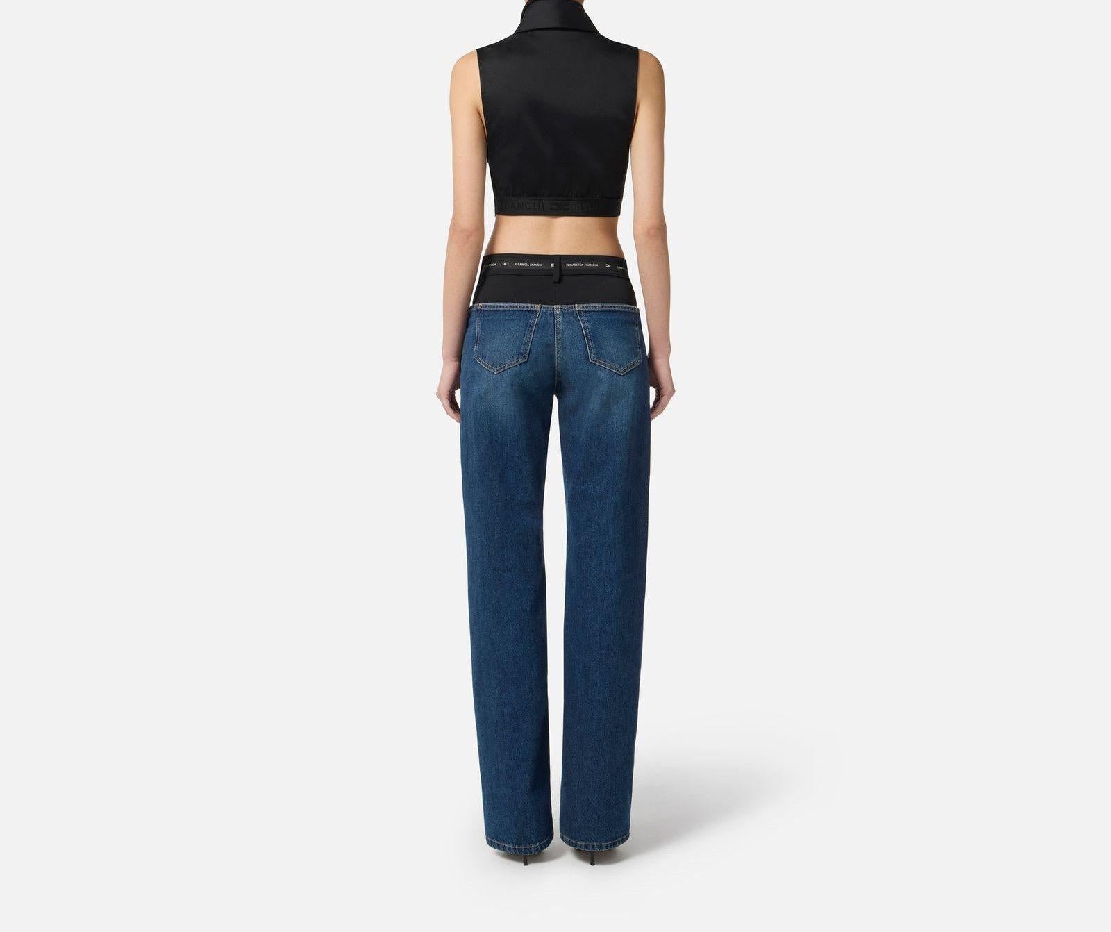 Camicia cropped con papillon - Elisabetta Franchi CA10556E2 110 ELISABETTA FRANCHI 