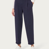 Pantalone carrot gessato con pinces
