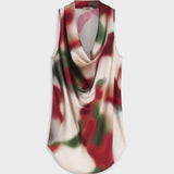 Top in raso fantasia multicolor