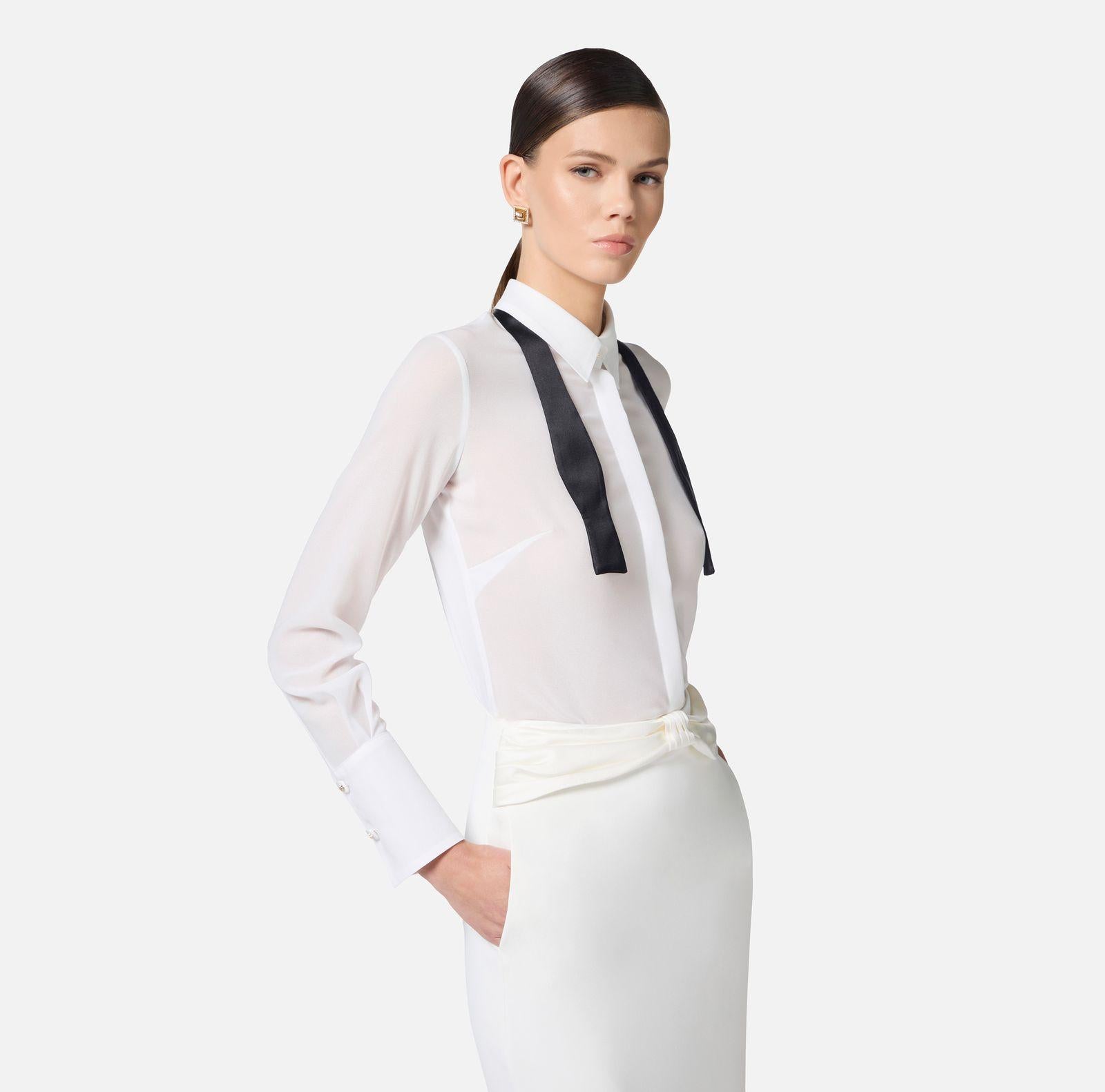 Camicia con cravattino smoking CA10952E2 360 ELISABETTA FRANCHI 