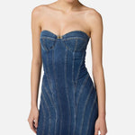 Abito bustier in denim - Elisabetta Franchi AJ44D56E2 104 ELISABETTA FRANCHI 