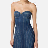 Abito bustier in denim - Elisabetta Franchi AJ44D56E2 104 ELISABETTA FRANCHI 