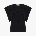 T-shirt con frange e strass T189CU MA001 MANILA GRACE 