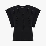 T-shirt con frange e strass T189CU MA001 MANILA GRACE 