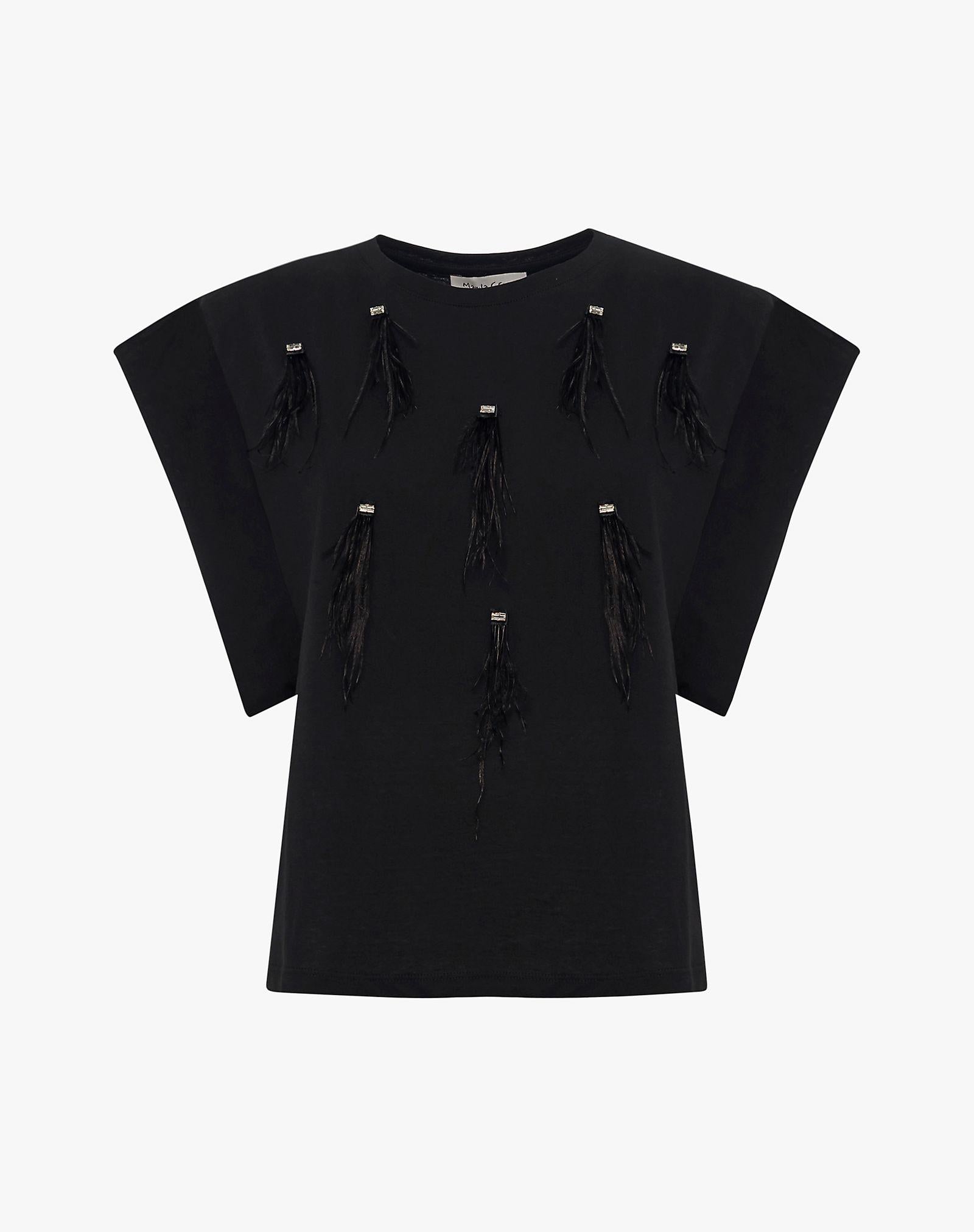 T-shirt con frange e strass T189CU MA001 MANILA GRACE 