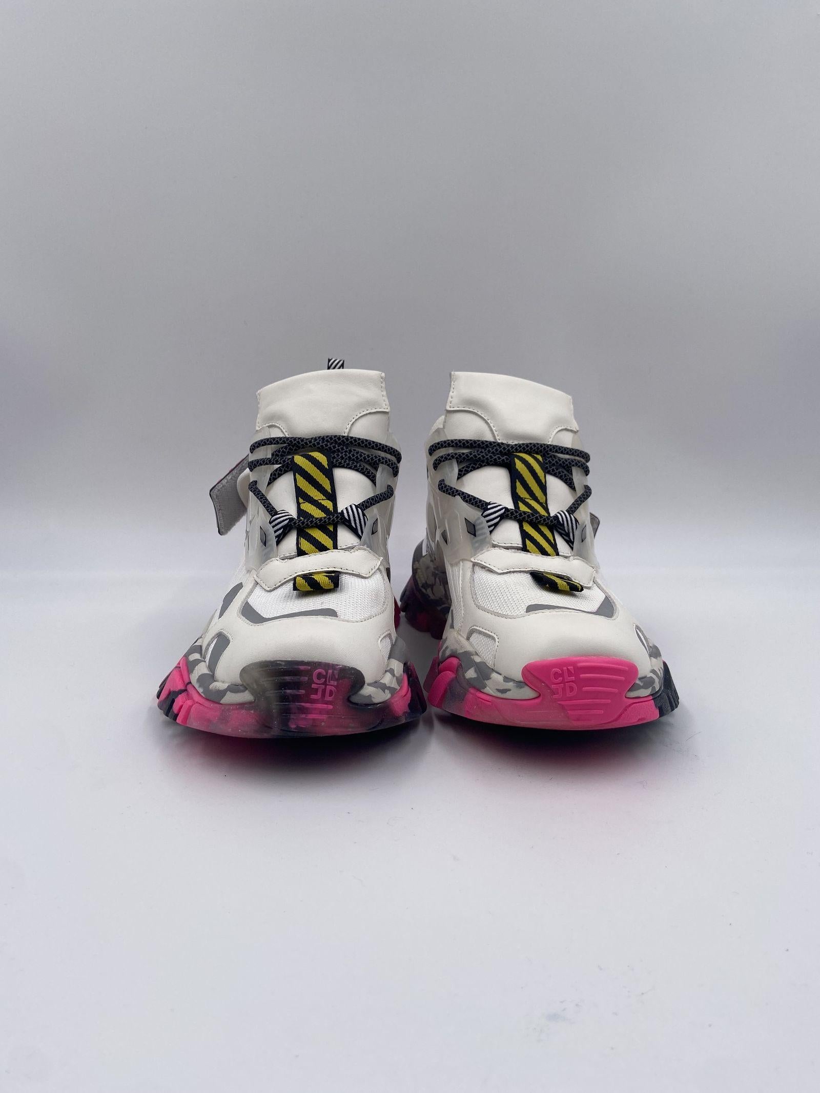 Sneakers bianco grigio e fucsia 033 1050BIANCO CLJD 