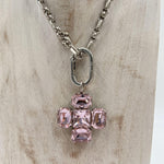 Ciondolo Croce Quadrata Rosa - Alevà CROCEQUADRA ARGENTOROSA ALEVA' 