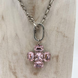 Ciondolo Croce Quadrata Rosa - Alevà CROCEQUADRA ARGENTOROSA ALEVA' 