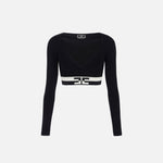Maglia cropped con bande logo MK55S46E2 685 ELISABETTA FRANCHI 