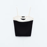 Top cropped bicolore SSEM05012 NERO ELEH 