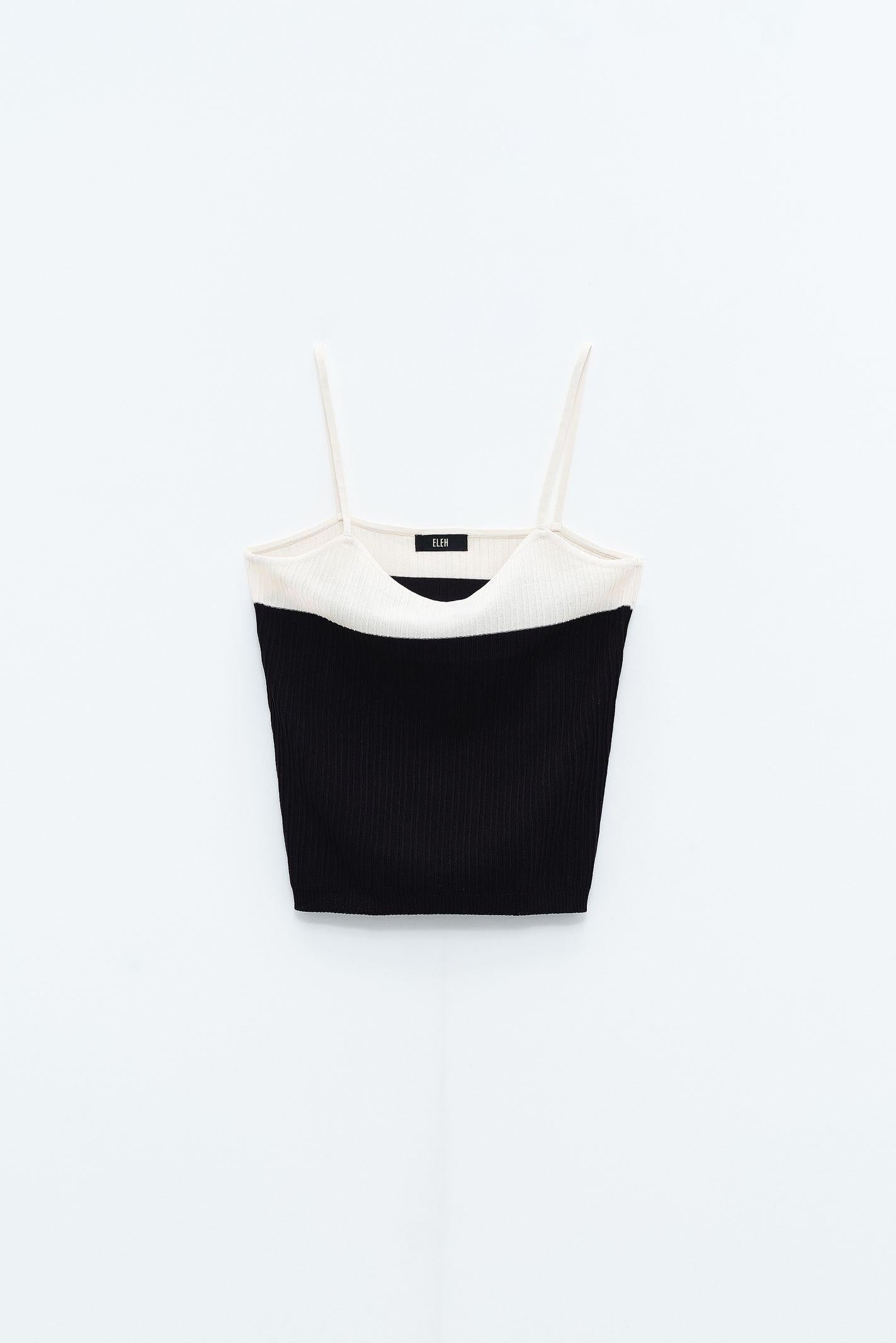 Top cropped bicolore SSEM05012 NERO ELEH 