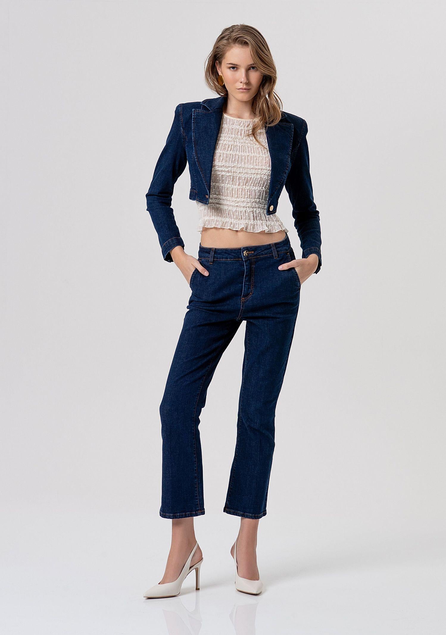 Giacca crop in denim con spalline - Fracomina FR26SJ1016D46093 L23 FRACOMINA 
